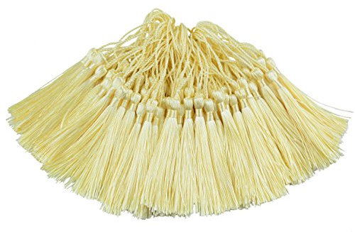 Makhry 100pcs 13cm / 5 Zoll Handgefertigte Gerade Quaste mit 2 Zoll Schleife für die Herstellung von Schmuck, Souvenirs, Lesezeichen, DIY Handwerk Zubehör (Beige)