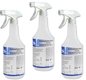 KK Desinfektionsspray in praktischer Sprayflasche, 3x 1L, Flächendesinfektionsmittel, Duft: Classic, Spray zur Desinfektion von Flächen wie Arbeitsplatten, Türgriffe, Spielzeug