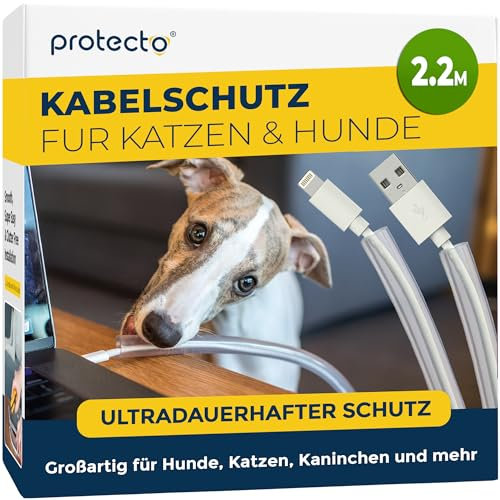 PROTECTO Guaine per Cavi per Animali Domestici – 2,15 m/Ø 5 mm – Trasparente, Ultra Resistente, Flessibile, Inodore, Anti-Morso – Per Cavi Elettrici, USB, RCA, HDMI – Protezione Universale