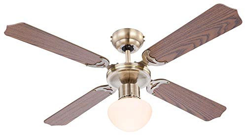 Decken-Ventilator mit Zugschalter Beleuchtung Wind Lüfter Lampe Vor-Rücklauf einstellbar 3 Stufen Büro Flur Schlafzimmer