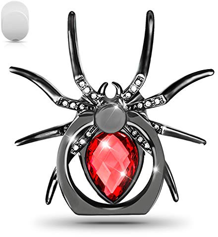 Allengel Phone Ring Holder Stand, 360 Degree Rotation Universal Spider Finger Kickstand with Polished Metal Phone Grip for Cell Phone, Red