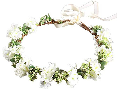 Blumenkrone Blumenkranz, Blumenstirnband, Bridal Flowers Girls Hair Accessories, mit Verstellbarem Band, für Hochzeitsfeier, Frisch und Schön (Grün)