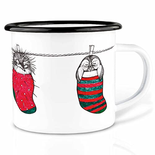 Ligarti® XXL Emaille Tasse (leicht & robust) | Camping Becher handveredelt in Deutschland | Kaffeetasse, Trinkbecher, Emaillebecher