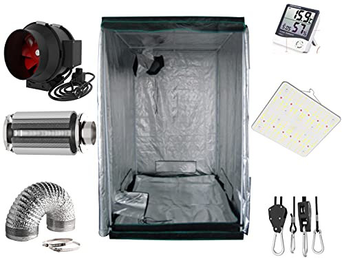 Nito LED Grow Box/Tent/Zelt 60 x 60 cm x 160 cm Grow Komplettset Aktivkohlefilter Abluft inkl. (120W Flexstar)