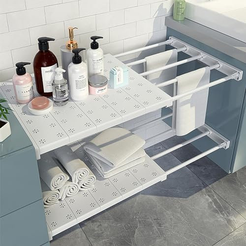 SUQ 2PCS Verstellbares Ausziehbarer Schrankregal, Ausziehbares Regalböden, Lagerregal Regal Separator Abteil, Regaltrenner für Garderobenschrank Schrank Organizer Schrank DIY (24cm, 38~60cm)