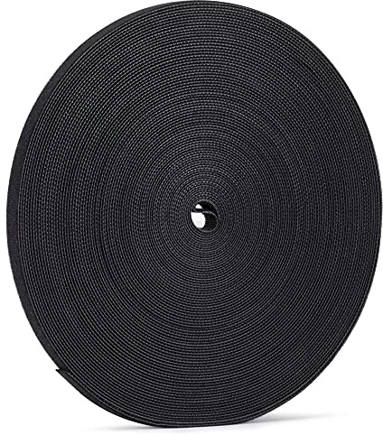 XINYIBO 1/2 inch Reusable Fastening Tape Cable Ties Double-Sided Hook-and-Loop Cable Management Tape (Black 25 Yards)