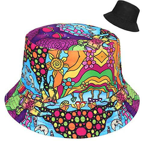 ECOMBOS Fischerhut Sonnenhut Herren Damen Baumwolle Bucket Hat Faltbar Sonnenhut Reversibel Eimer Hut Sommerhut Reisen Bucket Hut for Unisex