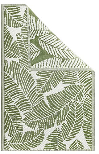 JEMIDI Outdoor Teppich 120x180cm groß - Terrassenteppich Balkonteppich Außenteppich - Balkon Teppich Garten Läufer Gartenteppich - Blatt Muster Grün