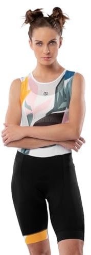 SIROKO - Fahrrad-Trägerhose für Damen BX Jungle - XL - Schwarz/Weiß/Grün