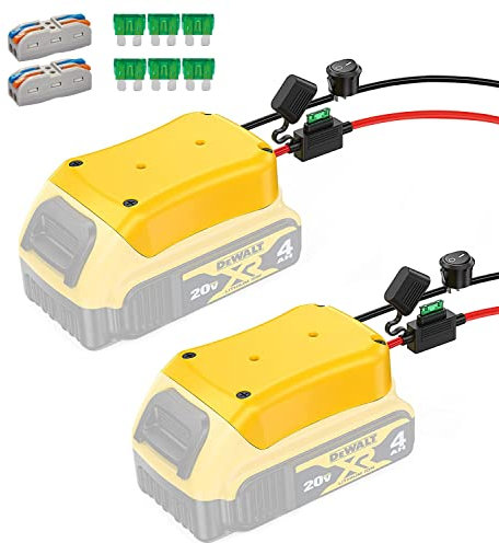 Power Wheel Adapter for Dewalt 20V Battery Series with Fuse, Switch & Wire Terminal, 3Pcs 30A Fuse, 12 AWG Wire Battery Converter Connector DIY for RC Toys, Robotics, Truck and Work Lights (2)