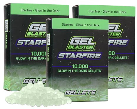 Gel Blaster Starfire Gellets, 3x10.000 Nachfüllpackung, Ab 14 Jahren | Leuchtet im Dunkeln unter UV-Licht, Passt zu Surge, Starfire Aktivator und Allen Gel Blaster Modellen.