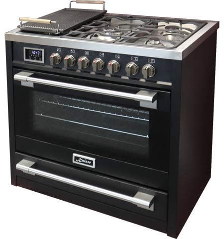 Kaiser HGE 93505 S Gas Elektro Standherd 90 cm/Range Coocker 90cm / Elektro-Backofen / 115 l/Gaskochfeld / 4,5 kW WOK / 8 Funktionen/Selbstreinigung/Erdgas und Propangas