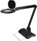 Lumeno 8615SW Lupenleuchte Arbeitsplatzlampe mit großer ovalen Linse 110x150 mm, 60 LEDs in 2 Stufen dimmbar, perfekt als Lesehilfe, für die Kosmetik, zum Löten, 5 Dioptrien schwarz mit Tischstativ