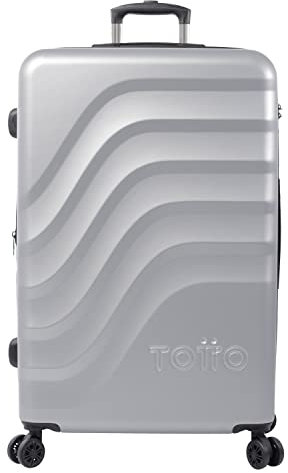 TOTTO - Maleta Rígida Grande, Modelo Bazy+, 50 x 79 x 30.5 cm, Capacidad 100 L, Expandible, Alta Resistencia a Impactos, Ruedas 360º, Manija Telescópica, Correas Internas, Candado TSA, Color Gris