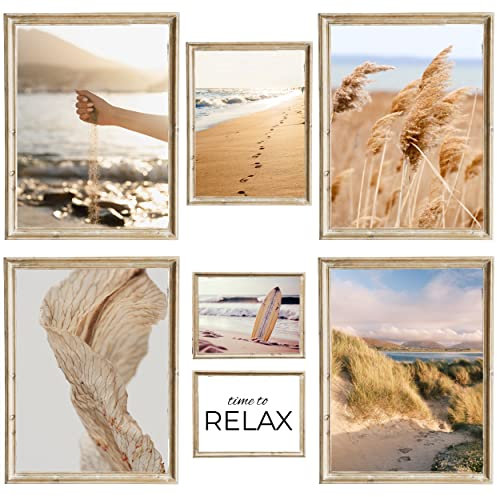Laurea Verde Poster Set - STRAND | Wanddeko Wohnzimmer & Küche & Esszimmer | 7 moderne Wandbilder | Bilder Strand, Dünen, Sand, Entspannung | ohne Bilderrahmen