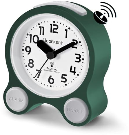 Hearkent Sprechende Wecker mit Deutscher angenehmer Stimme, Hintergrundbeleuchtung und 5 separaten Alarmsätzen für Blinde, sehbehinderte und ältere Menschen (Grün)