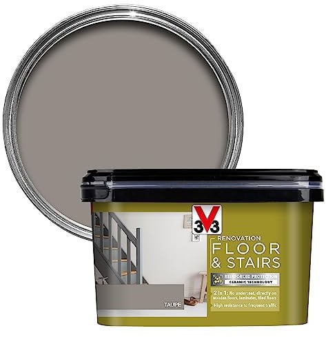V33 Renovation Floor & Stairs Paint - No Undercoat Needed - Wooden Floors Laminates & Tiled Floors - Reinforced Protection - Easy Maintenance - Taupe 2 Litres