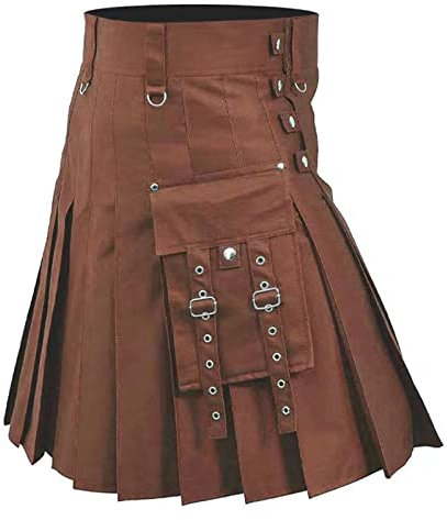 Schottenrock Herren Kurzer Individualität Kilt Klassischer Traditioneller Faltenrock Schottland Rock Gothic Mode Schottischer Taschenröcke Punk mittelalterliche Party