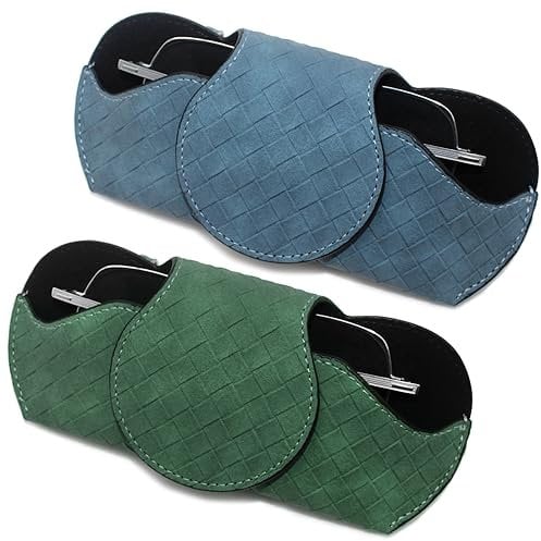 AIFUDA 2 Stück Sonnenbrillenhalter für Autovisier, Brillenhalter Organizer Box Leder Brillenetui mit Clips für Auto Visier Automotive Innenraum Visier Zubehör
