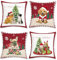 Bonhause 4er Set Kissenbezüge Weihnachten Hund 45 x 45 cm Xmas Schöner Hund Rot Samt Soft Dekorative Kissenhülle Zierkissenbezüge für Sofa Schlafzimmer Zuhause Winterurlaub Dekoration