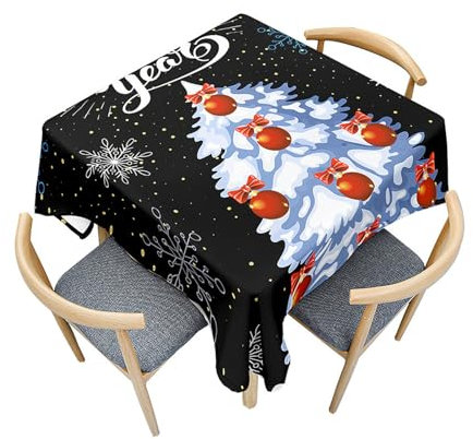 Morbuy Weihnachtsbaum Gartentischdecke Quadratisch, Küchentischdecke Tischdecken Wasserdicht Tischdecke Abwaschbar Fleckschutz Tischtuch für Dekoration Party (40x40cm,Weihnachtskugeln)