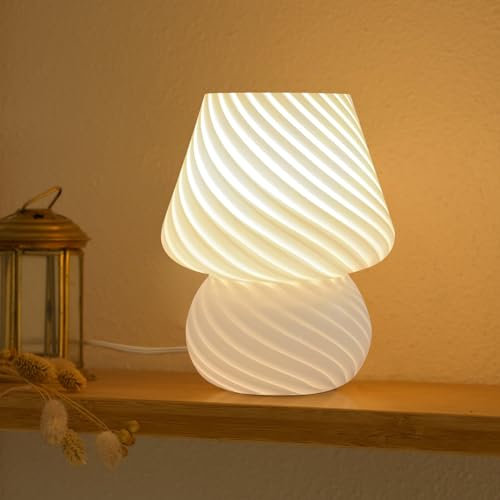 ONEWISH Lampe Champignon - Lampe de Chevet Chambre, Ampoule Incluse, Cadeau Fête des Mères, Jaune Crème