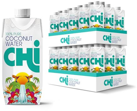 CHI 100% Pure Coconut Water - 330ml (Pack of 24) - Vegan, Fat, Gluten and Dairy free - Rehydrate and Revive!