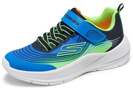Skechers Jungen Microspec Advance Sneaker, Blue Lime Textile Synthetic Orange Bl, 28 EU
