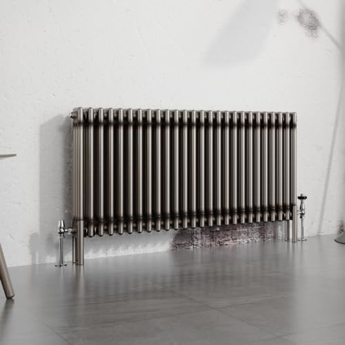 Warmehaus 600x1192mm Raw Metal Horizontal 3 Column Radiator Traditional Cast Iron Style Bathroom Radiator Central Heating