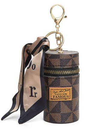 PU Leather Lipstick Case Key Ring Car Keys Bag Holder Mini Travel Zipper Pouch Women Girls Bag Accessories Gift Brown