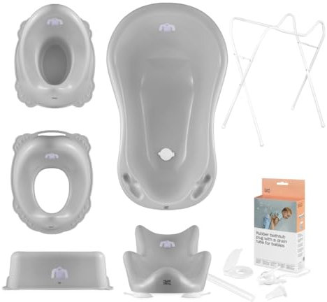 Hylat Baby Komplett-Set: Baby Badewanne mit Gestell, Badesitz und Abfluss, Kinder-Toilettensitz, Töpfchen, Kinderschemel - TÜV Rheinland zertifiziert - Lite-Kollektion