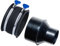 POWERTEC 4 Inch 2-1/2 Inch Reducer Control Flex Cuff with Stainless Steel Key Clamps, Fitting for Woodworking Collection Hose and Dust Ports (70423), Black