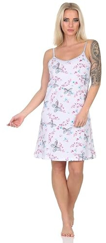 Normann Damen Kurzarm Nachthemd in floralem Schmetterlings Print
