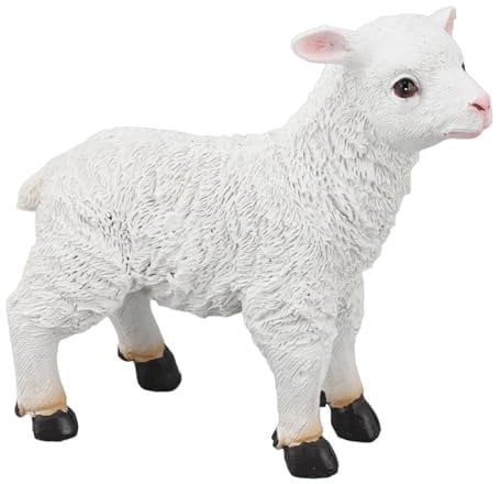 Delaman Schafstatue, Harz Lammfigur Bauernhoftier Skulptur Schaf Gartendekoration für Innen und Außenbereich Rasen Hof Dekoration (Stehen), Delamanudz50am7sg-12