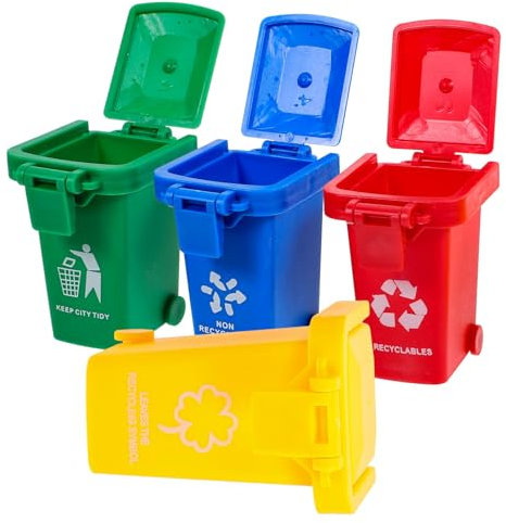 JOINPAYA 4Pcs Mini Trash Can Dollhouse: Bright Color Garbage Bin Garbage Sorting Game Miniature Garbage Bin Model for Dollhouse
