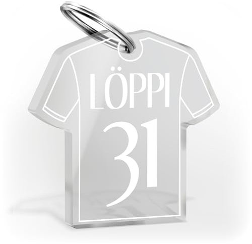CHRISCK design Personalisierter Trikot Schlüsselanhänger für Männer & Jungs - besonderes Fußball Geschenk für Bruder Freund Papa Onkel Kumpel - Anhänger mit Gravur