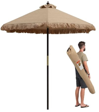 Sombrilla de Paja para Patio de 210cm, Sombrilla de Jardín Hawaiian, Sombrilla de Playa Portátil, Protección UV, Sombrilla Palapa Tropical para Jardín, Patio, Piscina