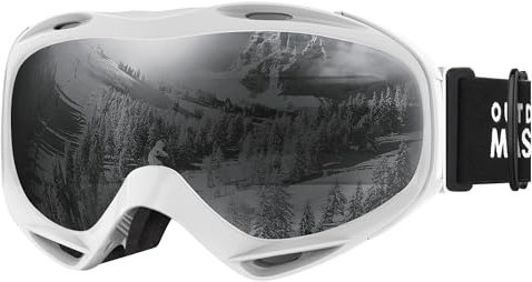 OutdoorMaster OTG Ski Goggles - Over Glasses Ski/Snowboard Goggles for Men, Women & Youth - 100% UV Protection (White Frame + VLT 11% Polarized Black Lens)