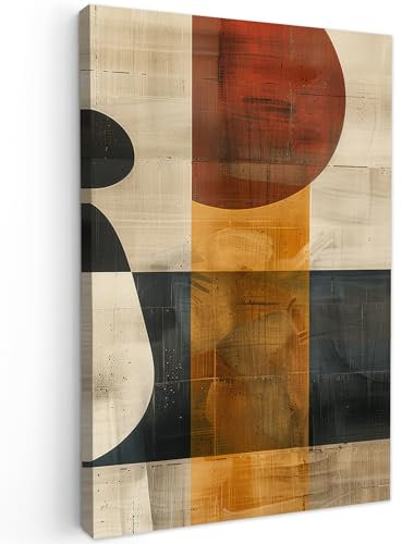 MuchoWow© Bilder Groß 80x120 cm XXL Wohnzimmer Deko Moderne Wandbild Kunstdruck auf Leinwand Bild Schlafzimmer über Bett Room Decor Geschenke Modern - Kunst - Beige - Industrial