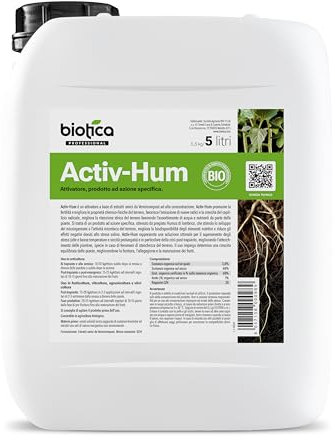 Humus di Lombrico Liquido - ACTIV-HUM - Attivatore con Estratti Umici Solubili da vermicompost - Fertilizzante e Concime per Piante Fiori Orto (5 L)
