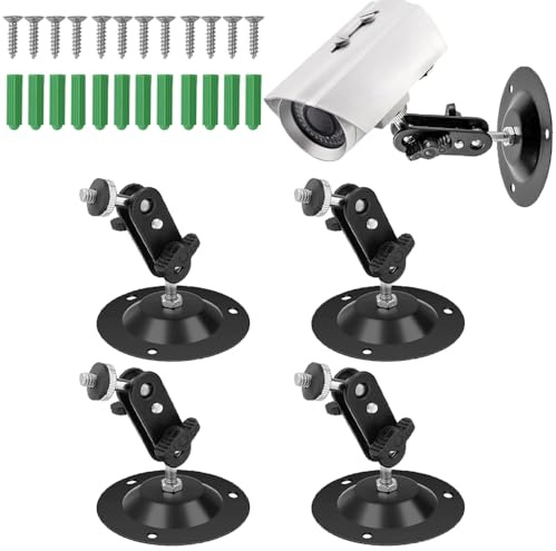 RXKFIGX 4 Pieces Adjustable Metal Camera Bracket 360 Degree Adjustable Camera Mount Bracket Wall and Ceiling Mount Metal Bracket for Security Camera Indoor and Outdoor Mount Bracket