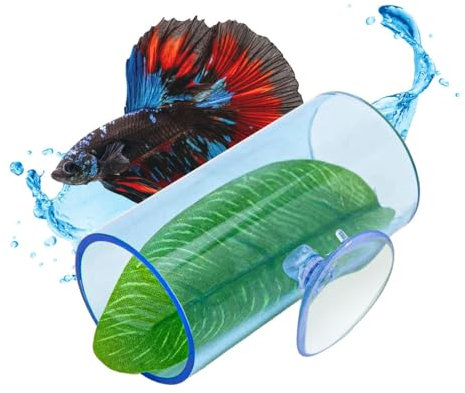 Betta Fisch Acryl Tunnel, Betta Shelter Hideaway, Lebensraum für Fische und Garnelen mit Saugnäpfen zur Befestigung für Kampffische, Laichplätze, Zucht, Ruhebett