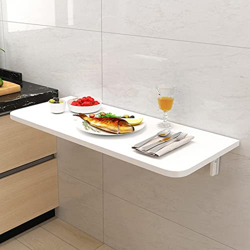 Bureau mural flottant pliable pour petits espaces, économise de l'espace, table abattante pour bureau, chambre à coucher, cuisine, bureau d'ordinateur pliable - Blanc