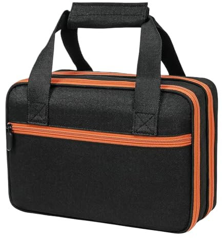 Qumiuu Elektrowerkzeugtaschen,Werkzeugtragetasche, Zweilagige Werkzeugkasten-Organizer-Mechaniker-Werkzeugtasche, Multimeter-Werkzeug-Organizer-Tasche mit Griff für Steckdosen-Tester,
