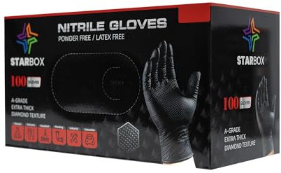 STAR BOX - Gants Jetables Grip Antidérapant - Pack 100 pcs, Idéal Mécaniciens, Bricolage, Artisans Industriels - Adhérence, Protection Maximale, Confort Sécurité Professionnelle Taille XL