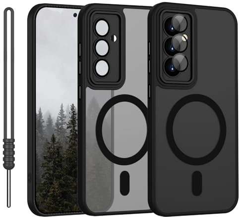 YUANDMI für Samsung Galaxy S23 FE Hülle kompatibel mit MagSafe, Handyhülle für Samsung S23 FE Hülle Magnetisch Matte Touch Kameraschutz, rutschfest Kratzfest Schutz Stoßfest Hülle Matt Schwarz