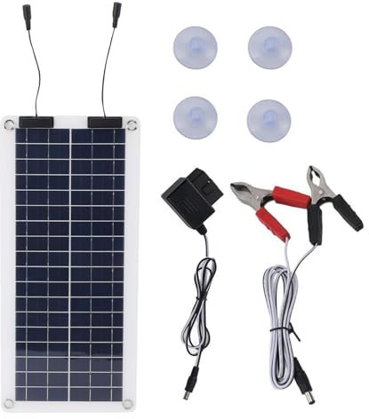 Solarpanel-Set – Solar-Batterie-Erhaltungsgerät, 20 x 43,5 cm, Solar-Ladegerät für Autobatterien, wasserdicht, 100 W, Solarpanel mit zwei Ausgängen