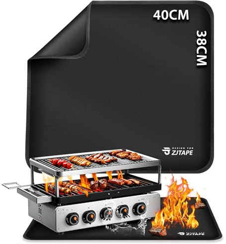 Esterilla ignífuga para barbacoa, resistente al calor, 38 x 40 cm, protección contra el calor, protege la mesa de preparación y barbacoa al aire libre, base ignífuga