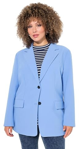Ulla Popken Damen große Größen Übergrößen Plus Size Blazer, Oversized, Reverskragen, Knopfverschluss himmelblau 46+ 826487719-46+