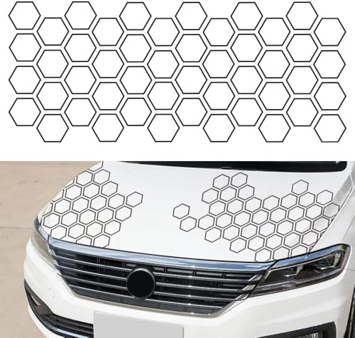 Blueshyhall Autoaufkleber Waben Muster, 48 Stück Aufkleber mit Honeycomb Muster, Car Sticker Tuning Deko Motive Lustig Groß für Auto Motorhauben, Seiten, Kofferraum (Schwarz Glänz, 20cm ID)